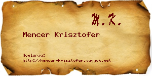 Mencer Krisztofer névjegykártya